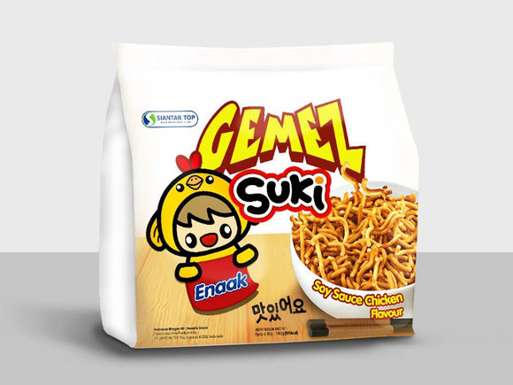 Gemez Suki Noodle Snack Soy Sauce And Chicken Flavor 180g (30gx6) 1 กล่อง มี 12 แพ็ค