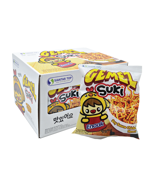 Gemez Suki Noodle Snack Soy Sauce And Chicken Flavor 30g 1 กล่อง มี 12 ซอง