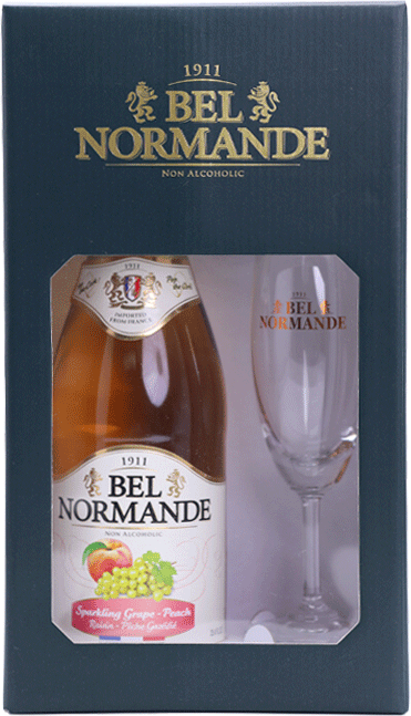 New Year Giftset Bel Normande Grape - Peach with champagne glass