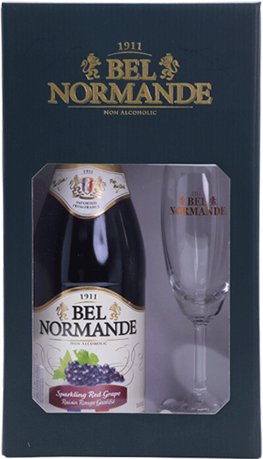 New Year Giftset Bel Normande Red Grape with champagne glass